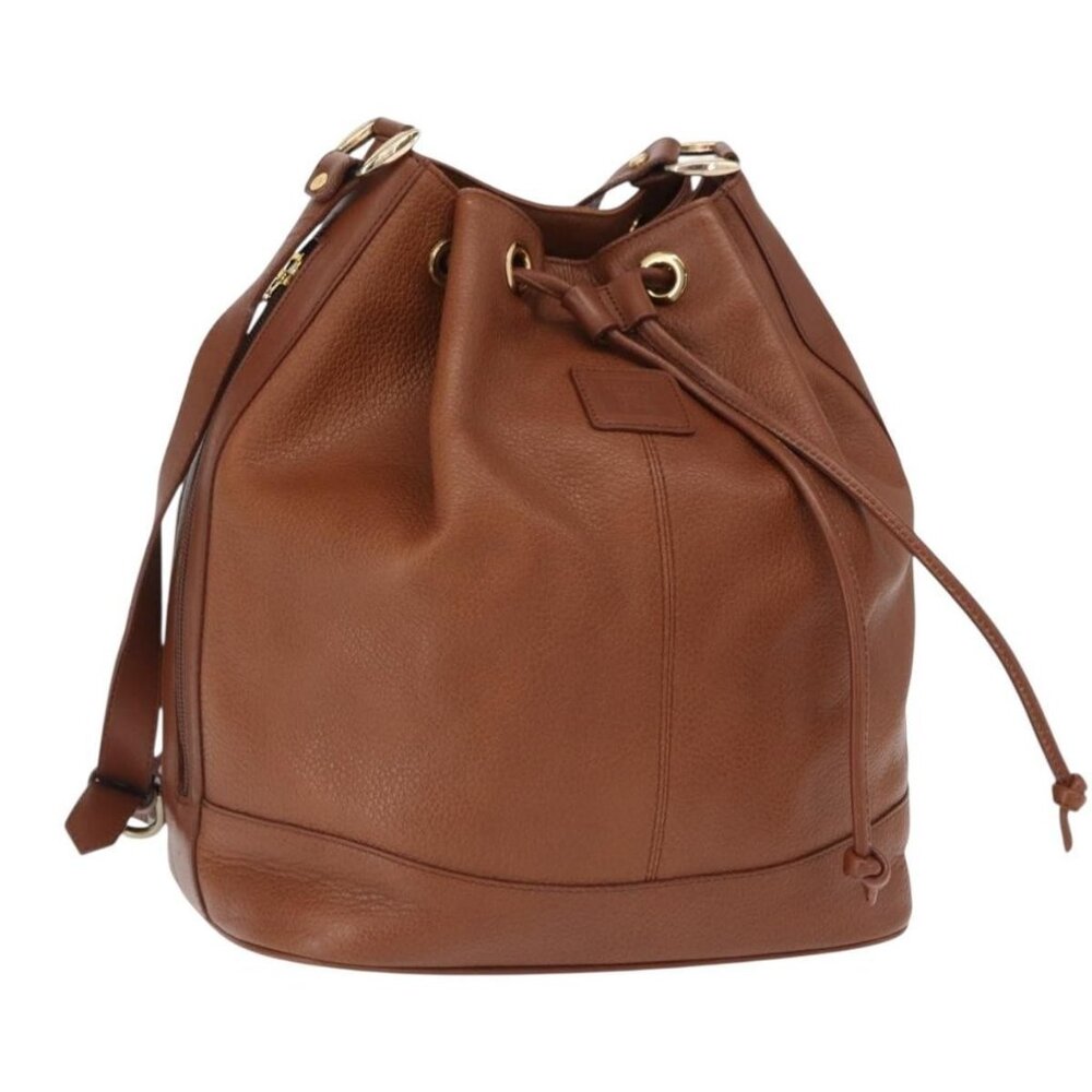 Authentic Burberrys Purse Shoulder Bag Leather Brown Gold